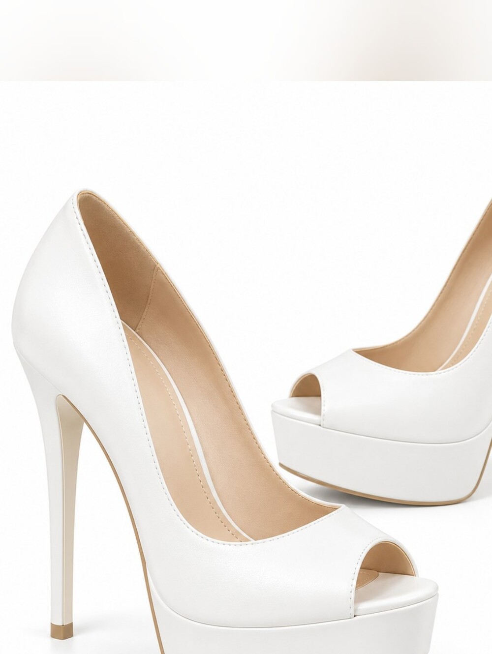 Women’s White Peep-Toe Platform Pumps